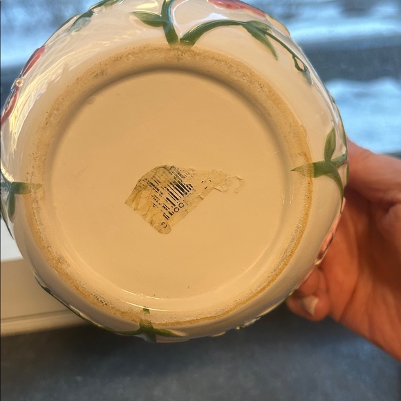 Colorful Ceramic Planter with Butterflies and Flowers - Picture 3 of 5